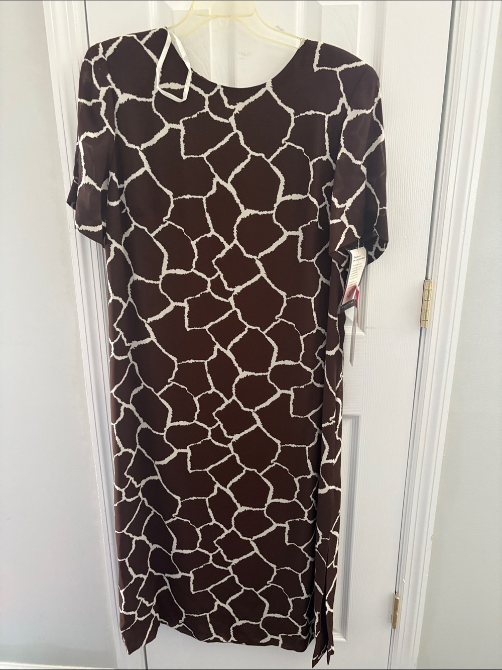 Jacques Moret Brown & Cream Giraffe-Print Midi Dress